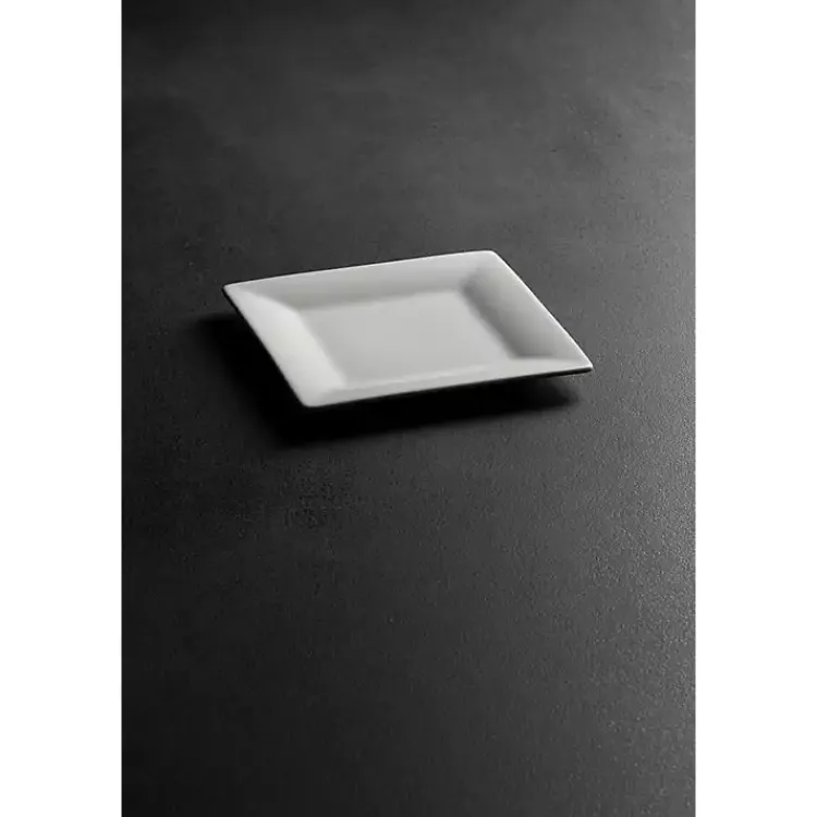 Kirklands Home Ceramic Square Appetizer Plates, Set of 6 White New