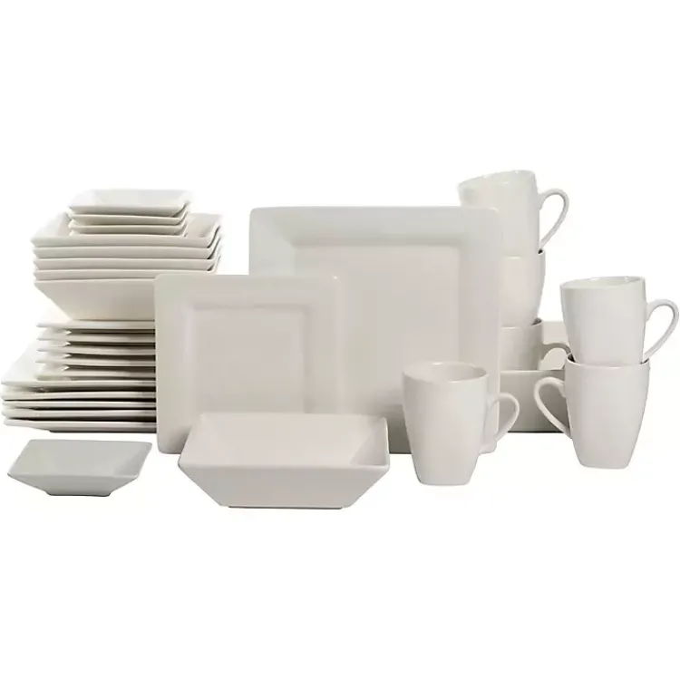 Kirklands Home Ceramic Square 40-pc. Dinnerware Set White Sale