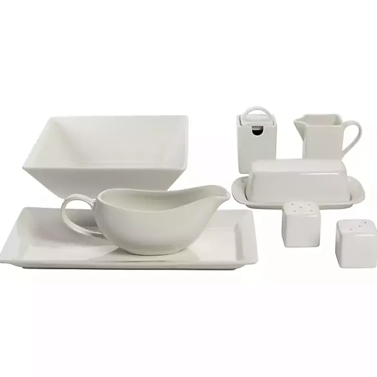 Kirklands Home Ceramic Square 40-pc. Dinnerware Set White Sale