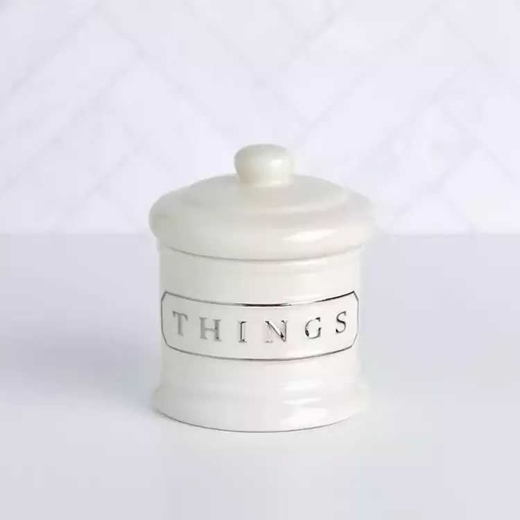 Kirklands Home Ceramic Things Canister White Sale