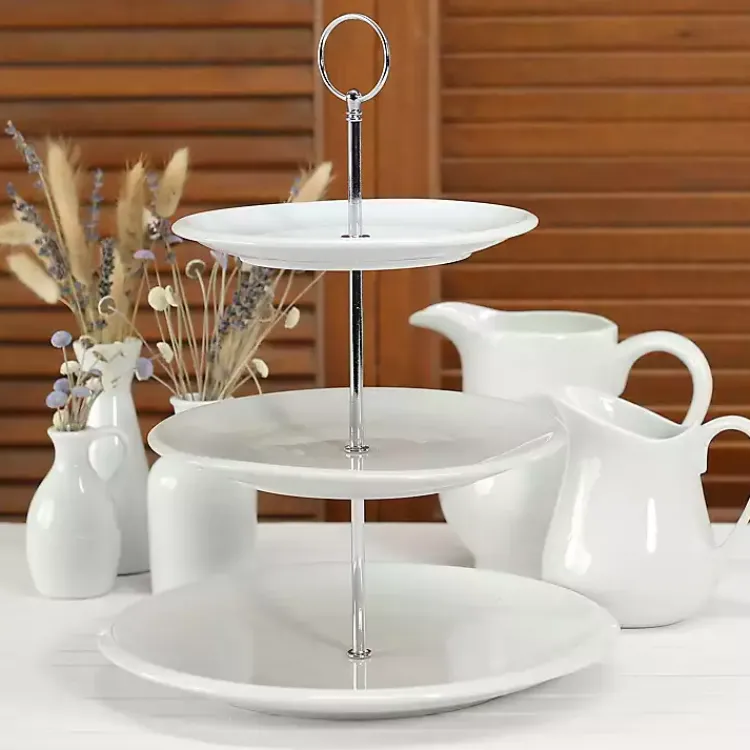 Kirklands Home Ceramic 3-Tier Serving Stand White Online