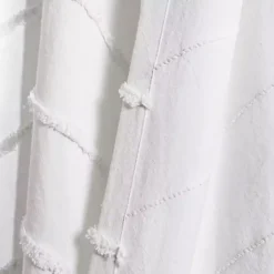 Kirklands Home Chenille Chevron Curtain Panel Set, 84 in. White Clearance