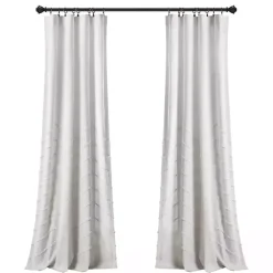 Kirklands Home Chenille Chevron Curtain Panel Set, 84 in. White Clearance