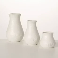 Vases>Kirklands Home Chiffon Stone Vases, Set of 3 White