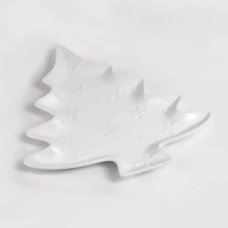 Kirklands Home Christmas Tree & Snowflakes Serving Platter White Online
