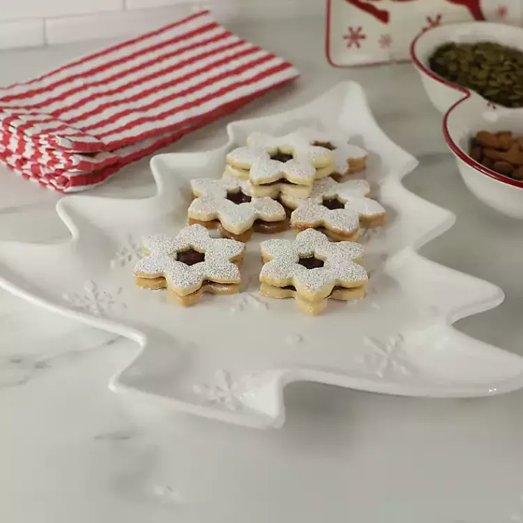 Kirklands Home Christmas Tree & Snowflakes Serving Platter White Online