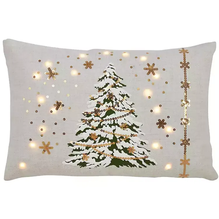Pillows>Kirklands Home White Christmas Tree LED Accent Pillow