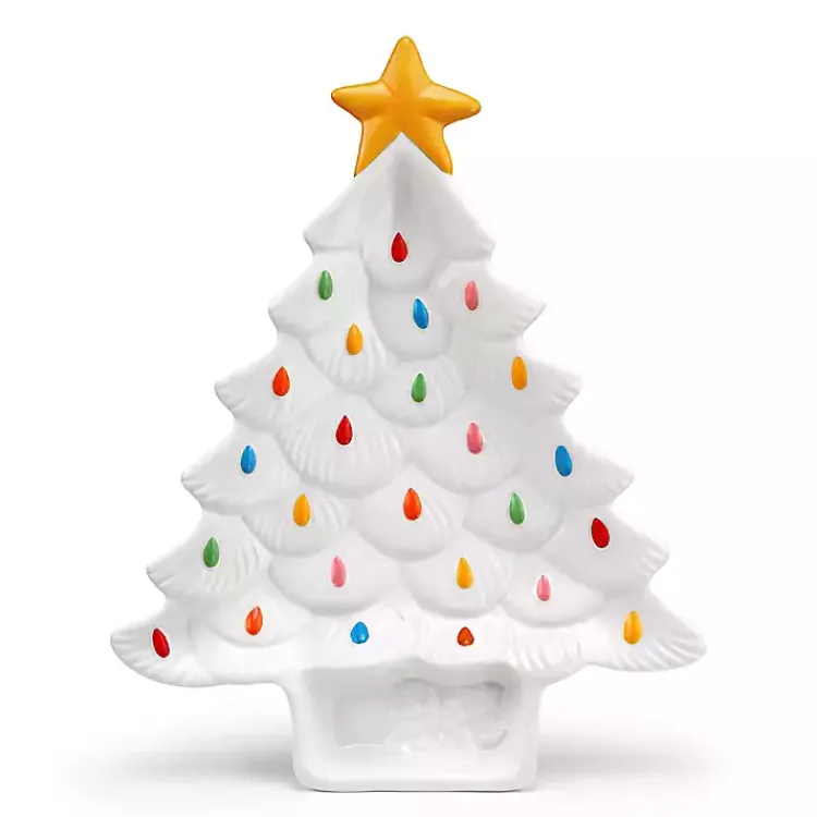 Kirklands Home Christmas Tree Serving Platter White Outlet