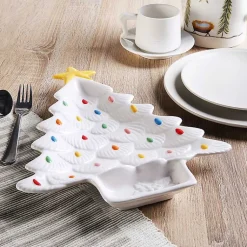 Kirklands Home Christmas Tree Serving Platter White Outlet