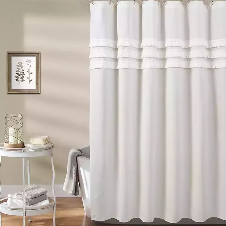 Kirklands Home Ciel Tassel Shower Curtain White Hot