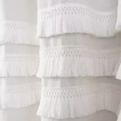 Kirklands Home Ciel Tassel Shower Curtain White Hot