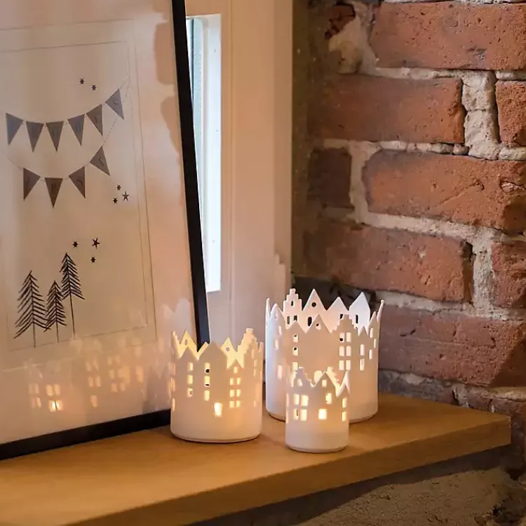 Candle Holders>Kirklands Home City Light Marketplace Votive Candle Holder White