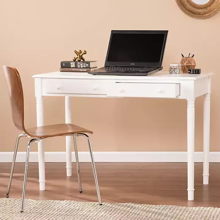 Kirklands Home Classic 2-Drawer Wood Desk White Clearance