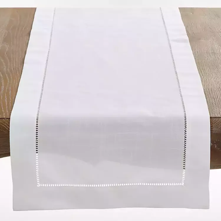 Kirklands Home Classic Hemstitch Border Polyester Runner White Online