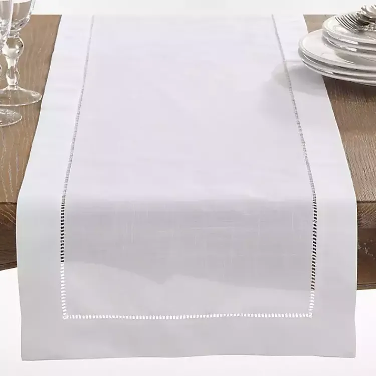 Kirklands Home Classic Hemstitch Border Polyester Runner White Online