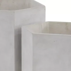 Kirklands Home Clay and Wood Hexagon Planters, Set of 2 White Discount
