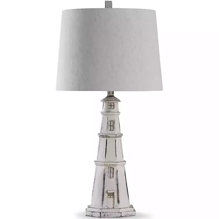 Kirklands Home White Coastal Lighthouse Table Lamp Ivory Sale