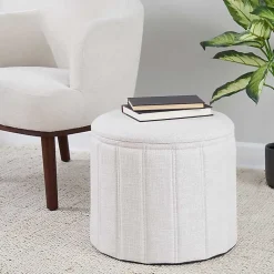 Kirklands Home Collapsible Storage Ottoman White New