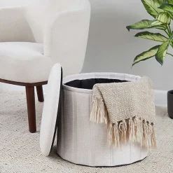 Kirklands Home Collapsible Storage Ottoman White New