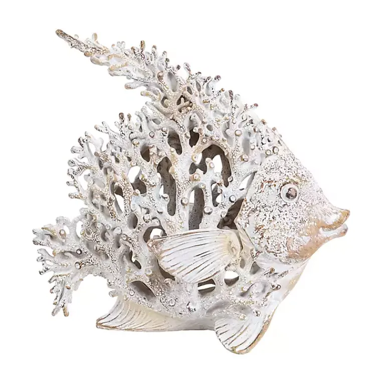 Statues & Figurines>Kirklands Home Coral Angelfish Figurine White