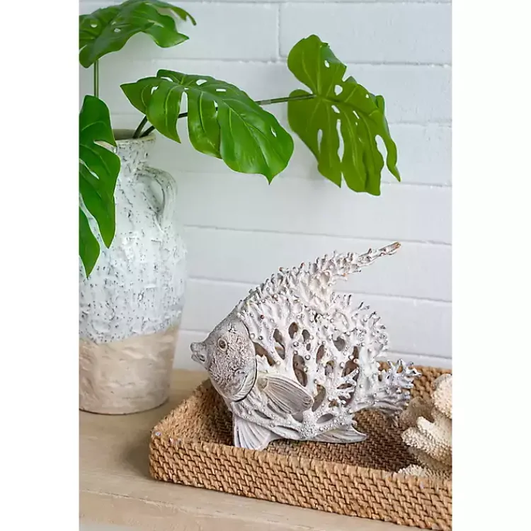 Statues & Figurines>Kirklands Home Coral Angelfish Figurine White