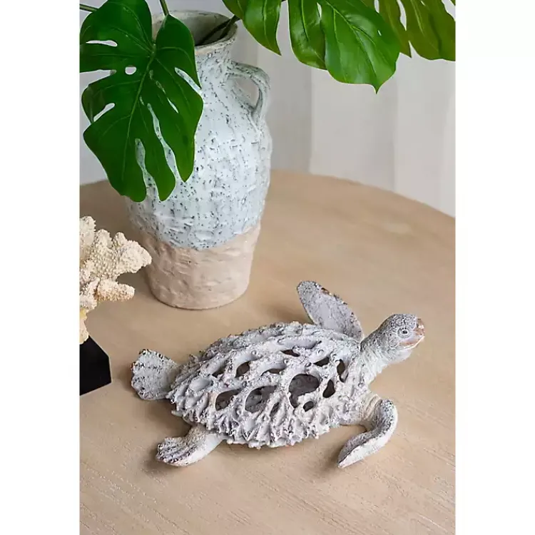 Statues & Figurines>Kirklands Home Coral Reef Sea Turtle Figurine White