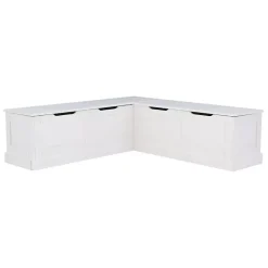 Kirklands Home White Corner Bench with Black Cushions Sale