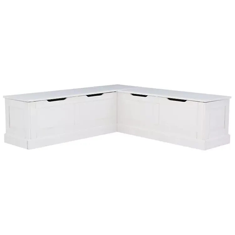 Kirklands Home White Corner Bench with Black Cushions Sale