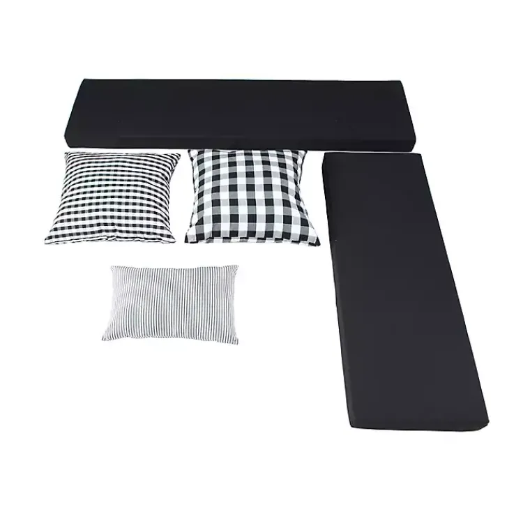 Kirklands Home White Corner Bench with Black Cushions Sale