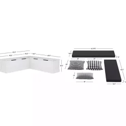 Kirklands Home White Corner Bench with Black Cushions Sale