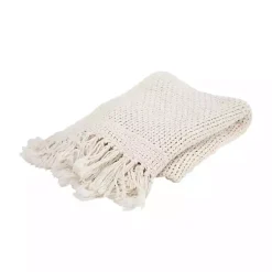 Blankets & Throws>Kirklands Home Cotton Tassel Throw White