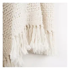 Blankets & Throws>Kirklands Home Cotton Tassel Throw White