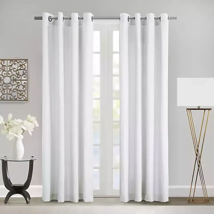 Kirklands Home Crinkle Harmony Curtain Panel, 84 in. White