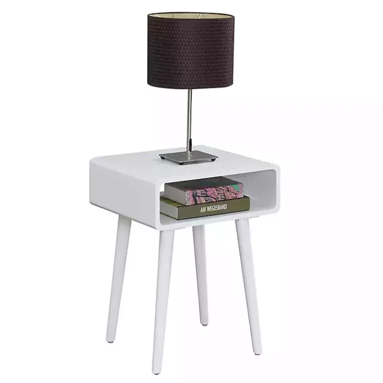 Kirklands Home Curved Edge Open Shelf Accent Table White Sale