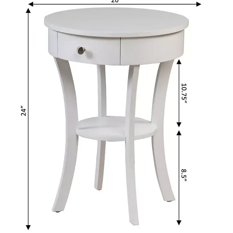 Kirklands Home Curved Legs Round Drawer Accent Table White New