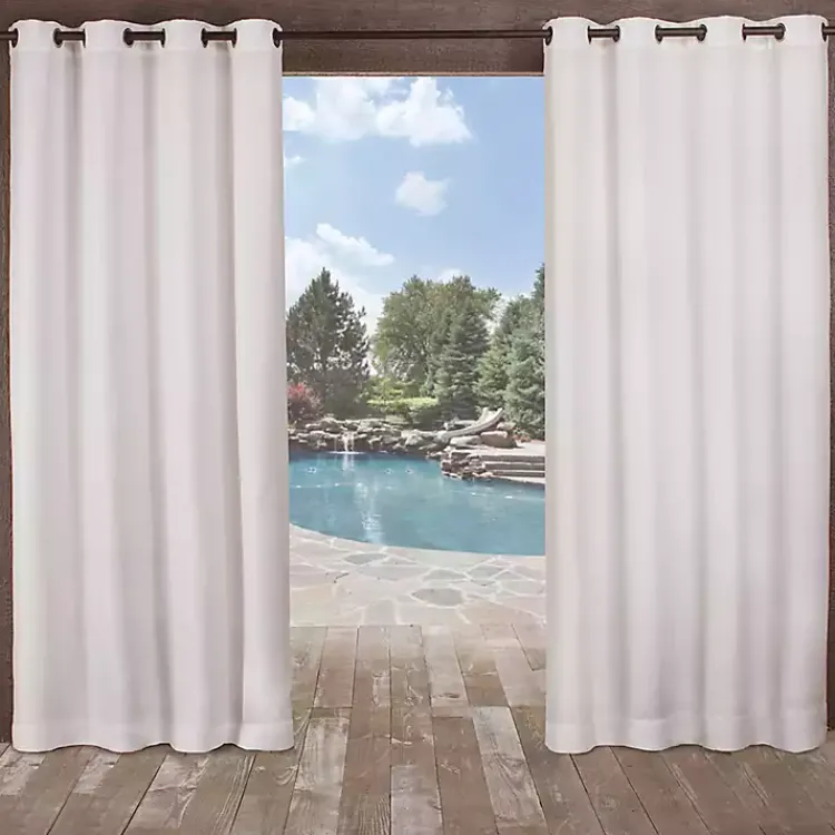 Kirklands Home Delano Outdoor Curtain Panel Set, 96 in. White Outlet