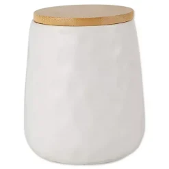 Kirklands Home Dimpled Bamboo Canisters, Set of 2 White Online