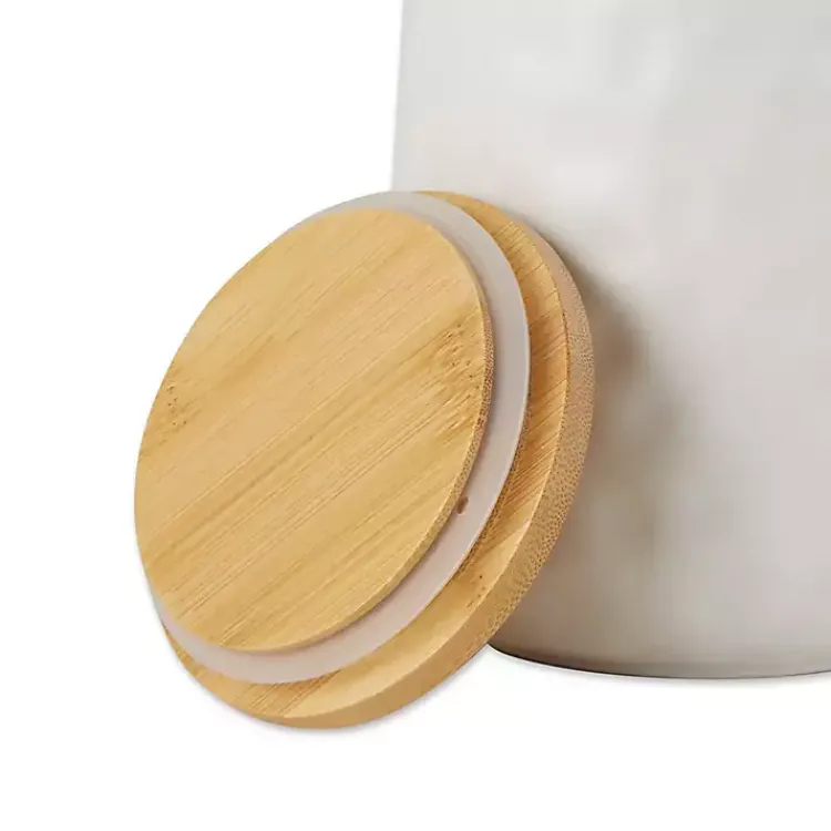 Kirklands Home Dimpled Bamboo Canisters, Set of 2 White Online