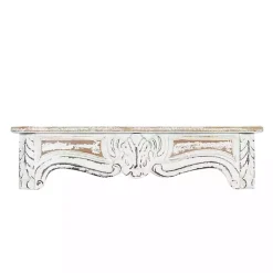 Kirklands Home White Distressed Carved Wood Acanthus Wall Shelf New