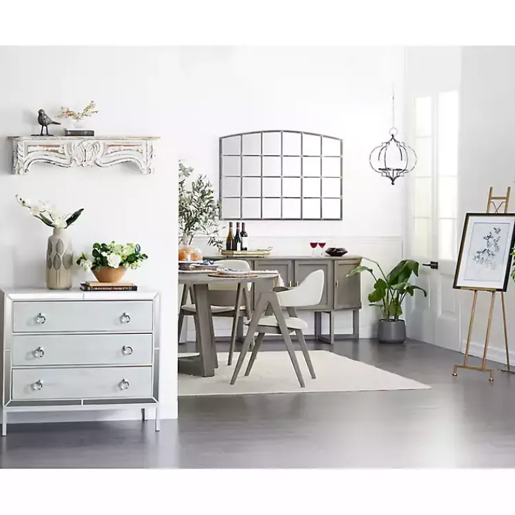 Kirklands Home White Distressed Carved Wood Acanthus Wall Shelf New