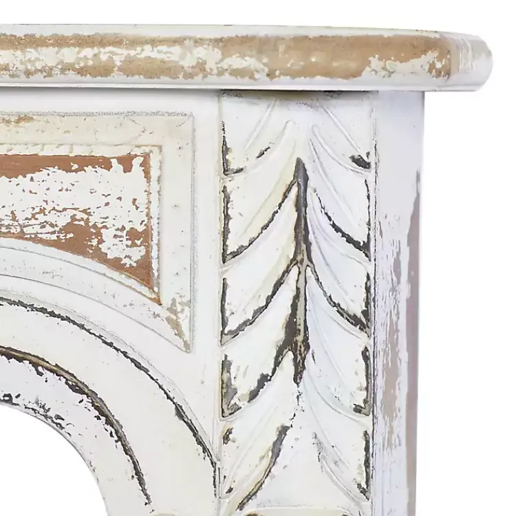 Kirklands Home White Distressed Carved Wood Acanthus Wall Shelf New