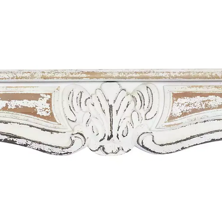Kirklands Home White Distressed Carved Wood Acanthus Wall Shelf New