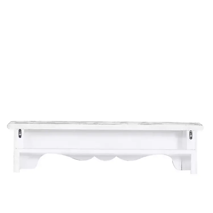 Kirklands Home White Distressed Carved Wood Acanthus Wall Shelf New