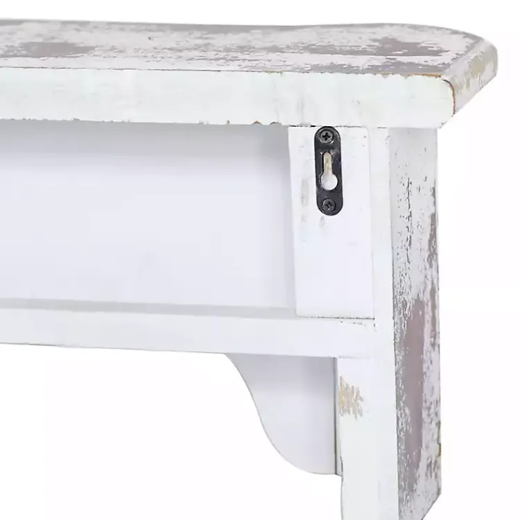 Kirklands Home White Distressed Carved Wood Acanthus Wall Shelf New