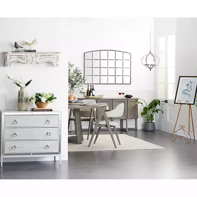 Kirklands Home White Distressed Carved Wood Acanthus Wall Shelf New