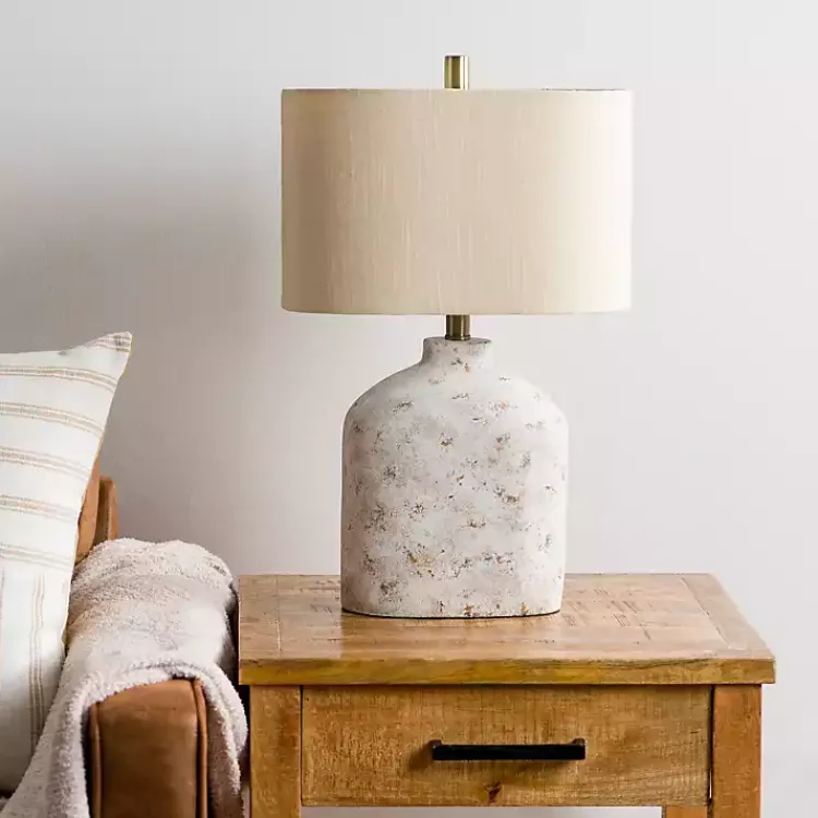 Kirklands Home Distressed Narrow Table Lamp White New
