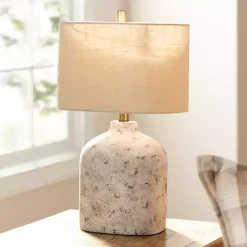 Kirklands Home Distressed Narrow Table Lamp White New
