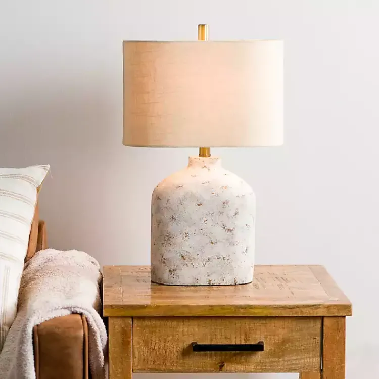 Kirklands Home Distressed Narrow Table Lamp White New