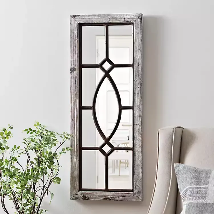 Kirklands Home White Distressed Panel Wall Mirror Hot