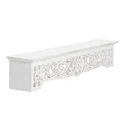 Kirklands Home White Distressed Wood Carved Floral Shelf Best